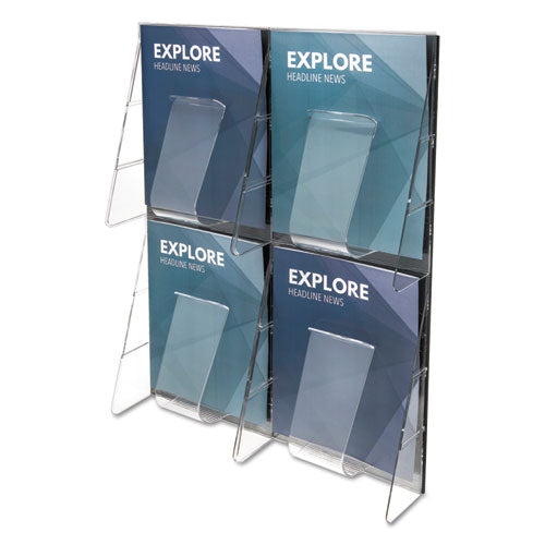 deflect-o - Multi-Pocket Wall-Mount Literature Systems, 18-1/4w x 2-7/8d x 23-1/2h,Clear/BK, Sold as 1 EA