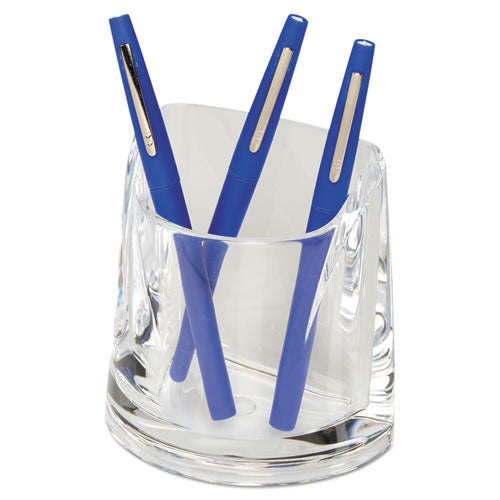 Stratus Acrylic Pen Cup, 4 1/2 x 2 3/4 x 4 1/4, Clear, Sold as 1 Each