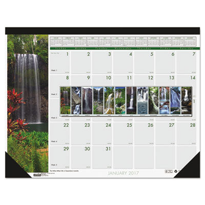 House of Doolittle - Waterfalls of the World Photographic Monthly Desk Pad Calendar, 18-1/2 x 13, Sold as 1 EA