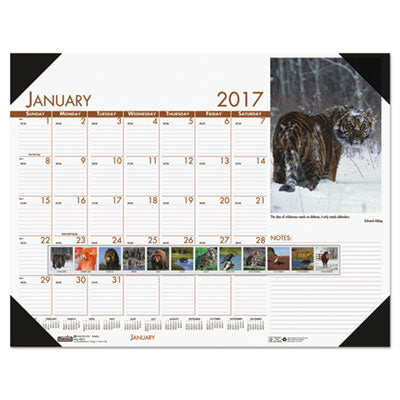 Beautiful Wildlife Photographic Monthly Desk Pad Calendar, 18-1/2 x 13, 2016, Sold as 1 Each
