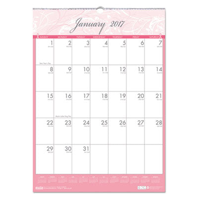 Breast Cancer Awareness Monthly Wall Calendar, 16-1/2 x 12, 2016, Sold as 1 Each
