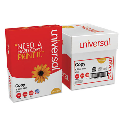 Universal - Copy Paper Convenience Carton, 92 Brightness, 20lb, 8-1/2 x 11, White, 2500/Ctn, Sold as 1 CT