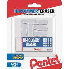Pentel Hi-Polymer Non-Abrasive Latex-Free Eraser Caps, Sold as 1 Package, 10 Each per Package 