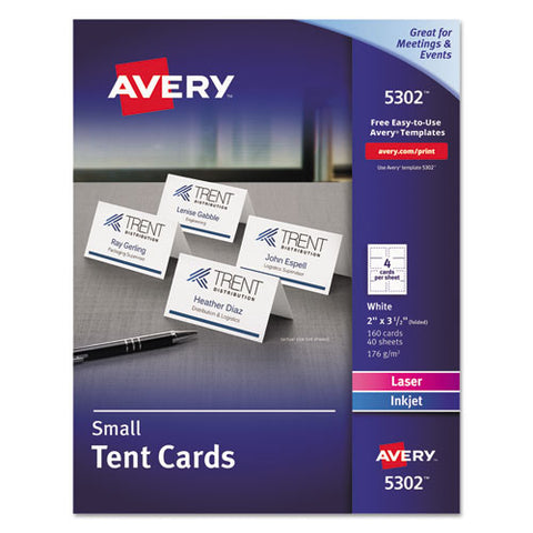 Avery - Tent Cards, White, 2 x 3-1/2, 4 Cards/Sheet, 160 Cards/Box, Sold as 1 BX