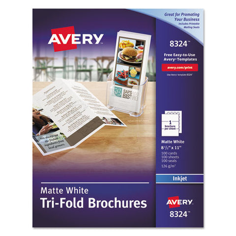 Avery - Brochure Paper, Matte, 8-1/2 x 11, White, 100 Sheets/Box, Sold as 1 BX