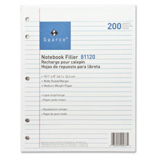 Sparco 5-hole Punched Wide Ruled Filler Paper, Sold as 1 Package, 200 Sheet per Package 
