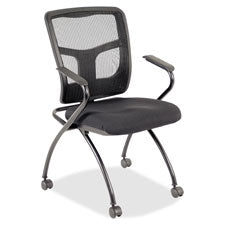 Lorell Mesh Back Fabric Seat Nesting Chairs, Sold as 1 Carton, 2 Each per Carton 