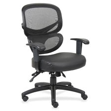 Lorell Mesh-Back Leather Executive Chair, Sold as 1 Each