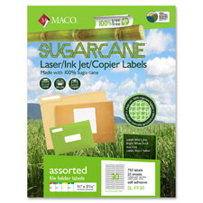 MACO Laser / Ink Jet File / Copier Sugarcane Labels, Sold as 1 Box, 1500 Each per Box 