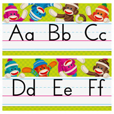 Trend Sock Monkeys Alphabet Line Standard Manuscript Bulletin Board Set, Sold as 1 Set
