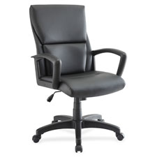 Lorell Euro Design Leather Exec. Mid-back Chair, Sold as 1 Each
