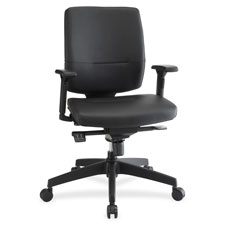 Lorell Adj. Arms Leather Exec. Mid-back Chair, Sold as 1 Each