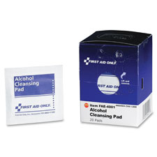 First Aid Only Alcohol Cleansing Pads, Sold as 1 Box, 20 Each per Box 