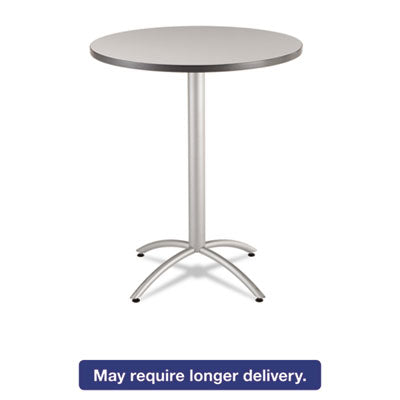 Caf?Works Table, 36 dia x 42h, Gray/Silver, Sold as 1 Each