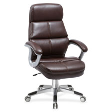 Lorell Brown Bonded Leather High-back Chair, Sold as 1 Each