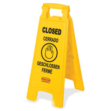 Rubbermaid Commercial 6112-78 Floor Sign with Multi-Lingual "Closed" Imprint, 2-Sided, Sold as 1 Each