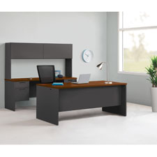 Lorell Cherry/Charcoal Pedestal Credenza, Sold as 1 Each