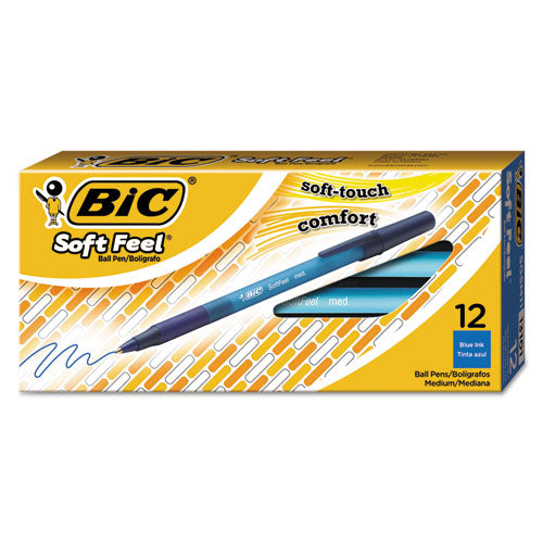 BIC - Soft Feel Ballpoint Stick Pen, Blue Ink, Medium, Dozen, Sold as 1 DZ
