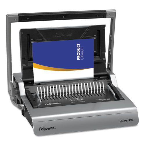 Fellowes - Galaxy Comb Binding System, 500 Sheets, 20-7/8w x 17-3/4d x 6-1/2h, Gray, Sold as 1 EA