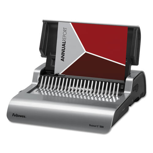 Fellowes - Quasar Comb Binding System, 500 Sheets, 16-7/8w x 15-3/8d x 5-1/8h, Gray, Sold as 1 EA