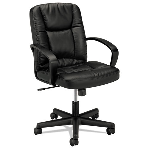 basyx - VL171 Executive Mid-Back Chair, Black Leather, Sold as 1 EA