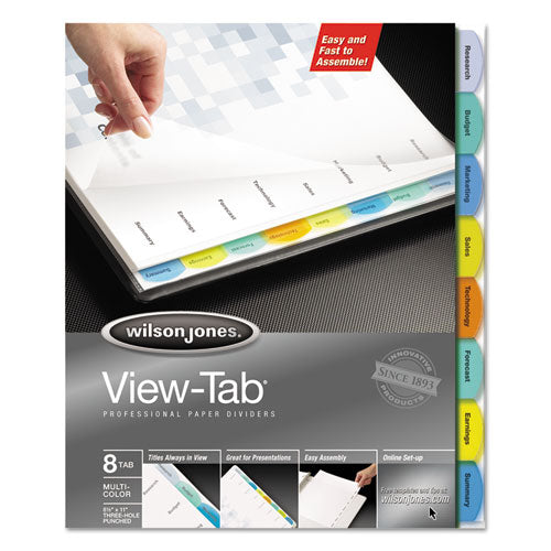 View-Tab Paper Index Dividers, 8-Tab, Square, Letter, Assorted, Sold as 1 Set