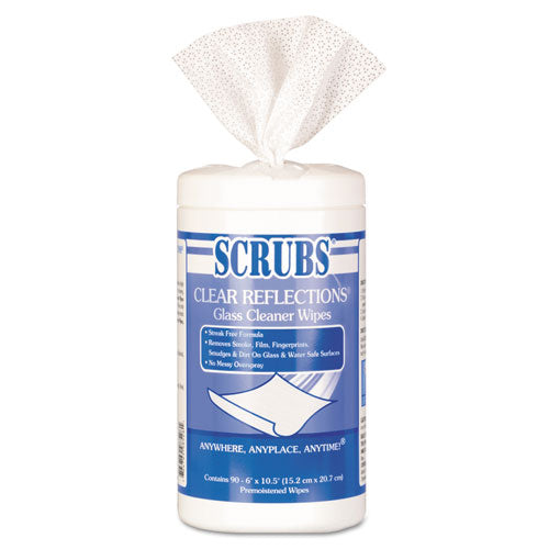 Glass Cleaner Wipes, 7 x 10 1/2, White, 90 Can/Pack, 6 Cans/Carton, Sold as 1 Carton, 6 Each per Carton 