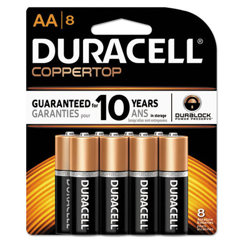 CopperTop Alkaline Batteries with Duralock Power Preserve Technology, AA, 8/Pk, Sold as 1 Package