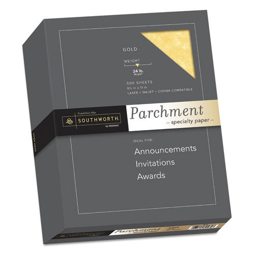 Parchment Specialty Paper, Gold, 24 lb., 8 1/2 x 11, 500/Box, Sold as 1 Box, 500 Sheet per Box 