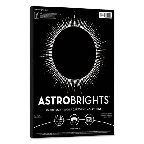 Astrobrights Colored Card Stock, 65 lb., 8-1/2 x 11, Eclipse Black, 100 Sheets, Sold as 1 Package