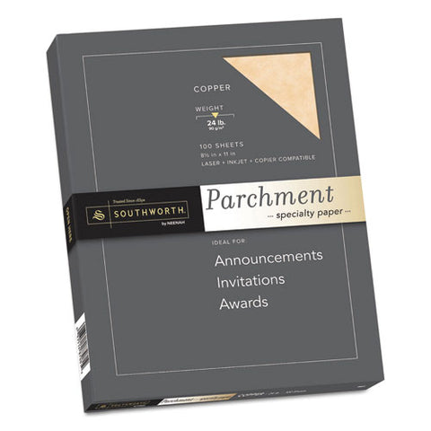 Parchment Specialty Paper, Copper, 24 lb., 8 1/2 x 11, 100/Box, Sold as 1 Package