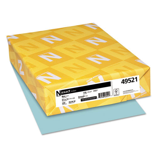 Wausau Paper - Exact Index Card Stock, 110 lbs., 8-1/2 x 11, Blue, 250 Sheets/Pack, Sold as 1 PK