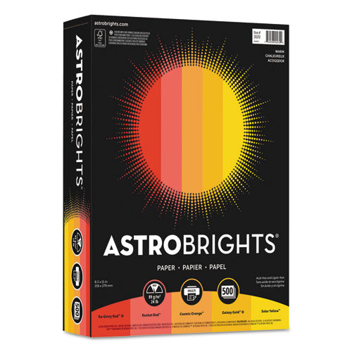 Wausau Paper - Astrobrights Colored Paper, 24lb, 8-1/2 x 11, Warm Assortment, 500 Sheets/Ream, Sold as 1 RM