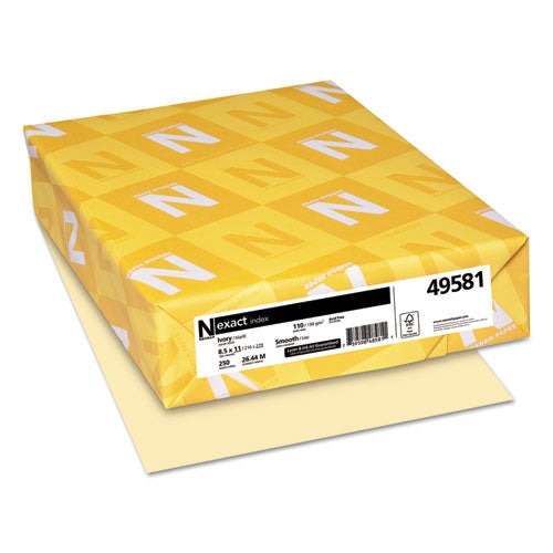 Wausau Paper - Exact Index Card Stock, 110 lbs., 8-1/2 x 11, Ivory, 250 Sheets/Pack, Sold as 1 PK