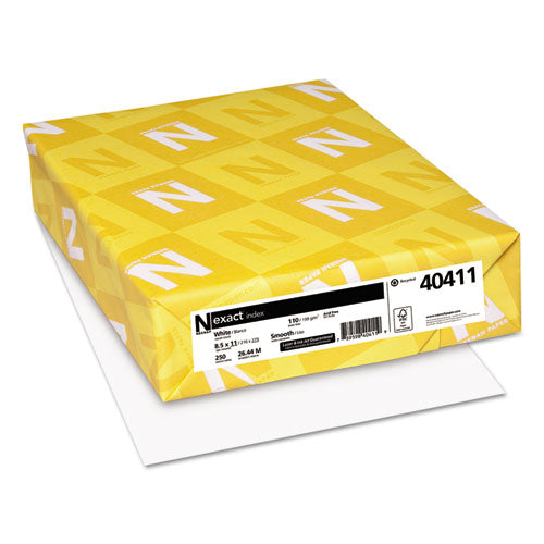 Exact Index Card Stock, 110 lbs., 8-1/2 x 11, White, 250 Sheets/Pack, Sold as 1 Package