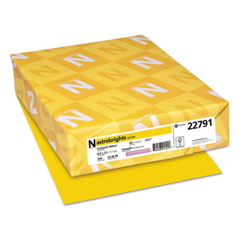 Astrobrights Colored Card Stock, 65 lb., 8-1/2 x 11, Sunburst Yellow, 250 Sheets, Sold as 1 Package