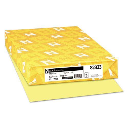 Exact Vellum Bristol Cover Stock, 67 lbs., 11 x 17, Yellow, 250 Sheets, Sold as 1 Package