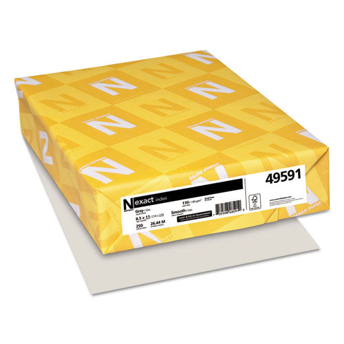 Wausau Paper - Exact Index Card Stock, 110 lbs., 8-1/2 x 11, Gray, 250 Sheets/Pack, Sold as 1 PK