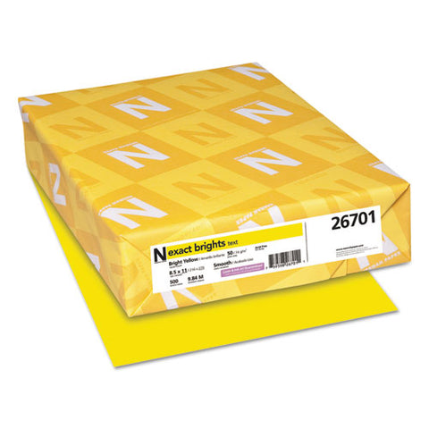 Exact Brights Paper, 8 1/2 x 11, Bright Yellow, 50 lb, 500 Sheets/Ream, Sold as 1 Ream