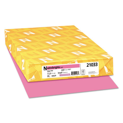 Astrobrights Colored Paper, 24lb, 11 x 17, Pulsar Pink, 500 Sheets/Ream, Sold as 1 Ream