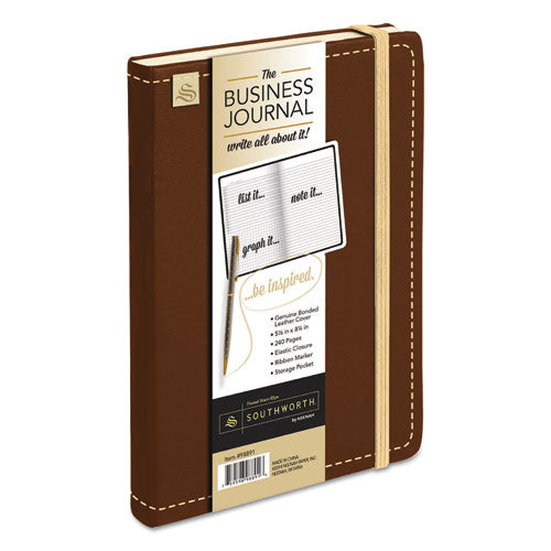 Business Journal, Ruled, 8 1/4 x 5 1/8, Dark Brown Cover, 240 Sheets, Sold as 1 Each