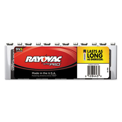 Industrial PLUS Alkaline Batteries, 9V, 6/Pack, Sold as 1 Package