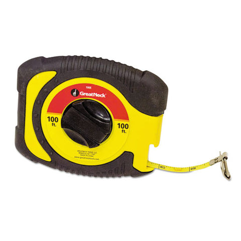 Great Neck - English Rule Measuring Tape, 3/8-inch W x 100ft, Steel, Yellow, Sold as 1 EA