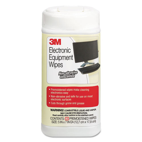 3M - Electronic Equipmet Cleaning Wipes, 5-1/2 x 6-3/4, White, 80/Canister, Sold as 1 EA