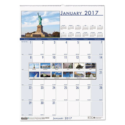 National Monuments Monthly Wall Calendar, 12 x 16 1/2, 2016, Sold as 1 Each