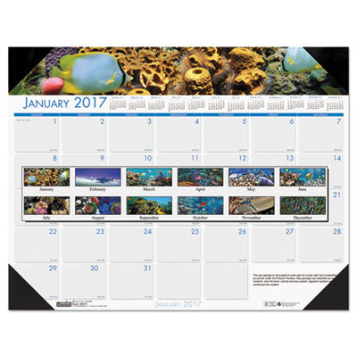 House of Doolittle - Sea Life Photographic Monthly Desk Pad Calendar, 18-1/2 x 13, Sold as 1 EA