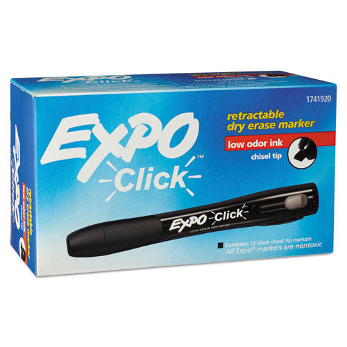 EXPO - Click Dry Erase Markers, Chisel Tip, Black, Dozen, Sold as 1 DZ