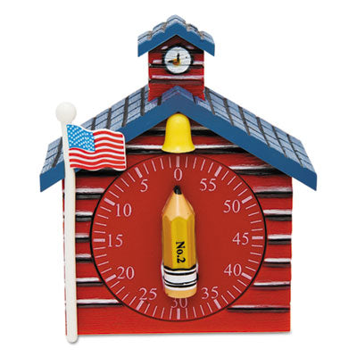 Baumgartens - Shaped Timer, 3/4w x 2d x 3 1/2h, Red School House, Sold as 1 EA