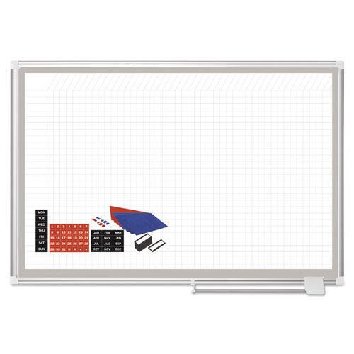 All-Purpose Planning Board w/Accessories, 1x2 Grid, 48x36, Aluminum Frame, Sold as 1 Each