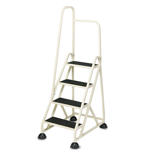 Cramer - Four-Step Stop-Step Folding Aluminum Handrail Ladder, Beige, Sold as 1 EA